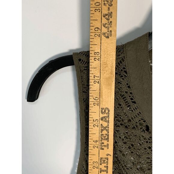 Venus Women's Fully Open Lace Sleeveless Flap Pocket Blouse Olive Small - Picture 4 of 9